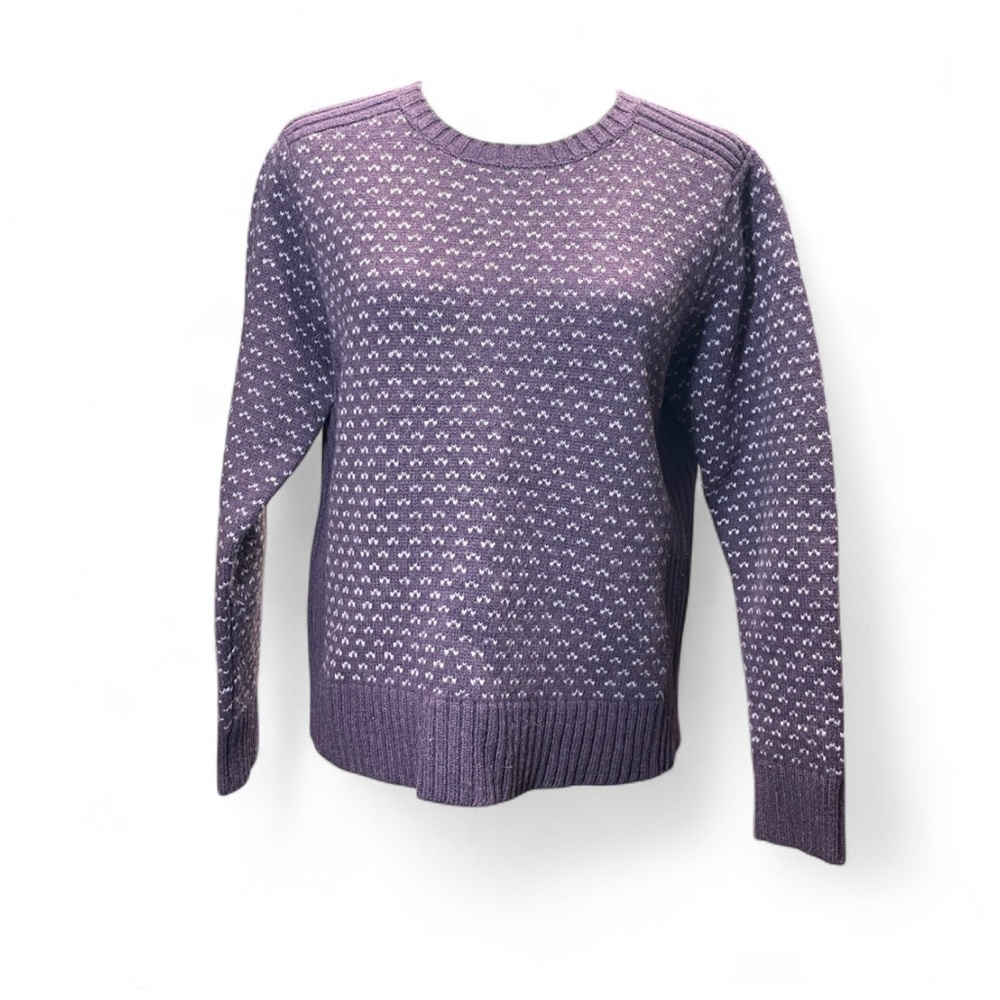 L.L. Bean women's purple classic lambswool birdseye knit sweater size M - Picture 2 of 11